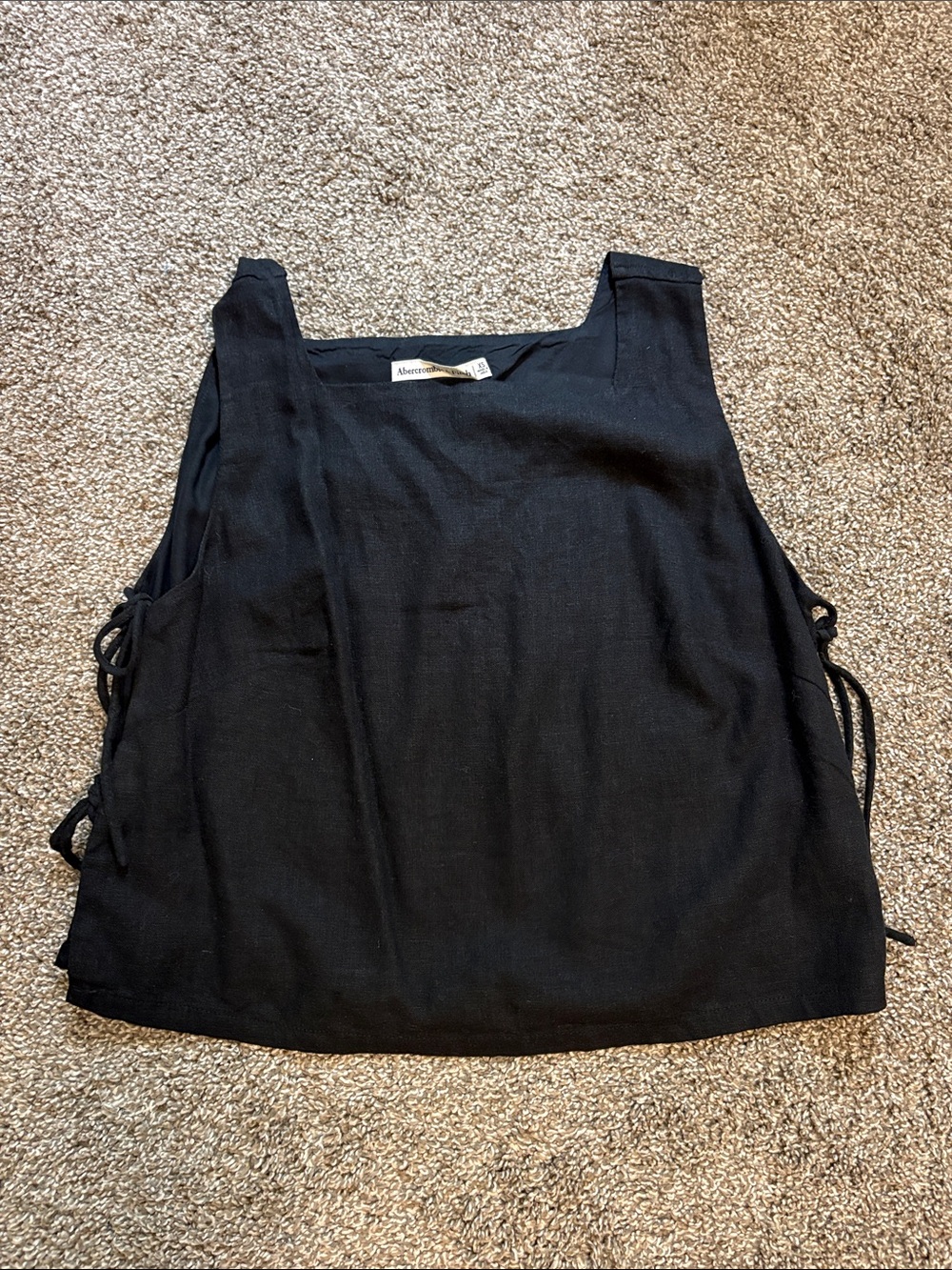 Abercrombie & Fitch Black Linen-Blend Side Tie Tank